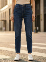 High-Rise Straight Ankle Jeans