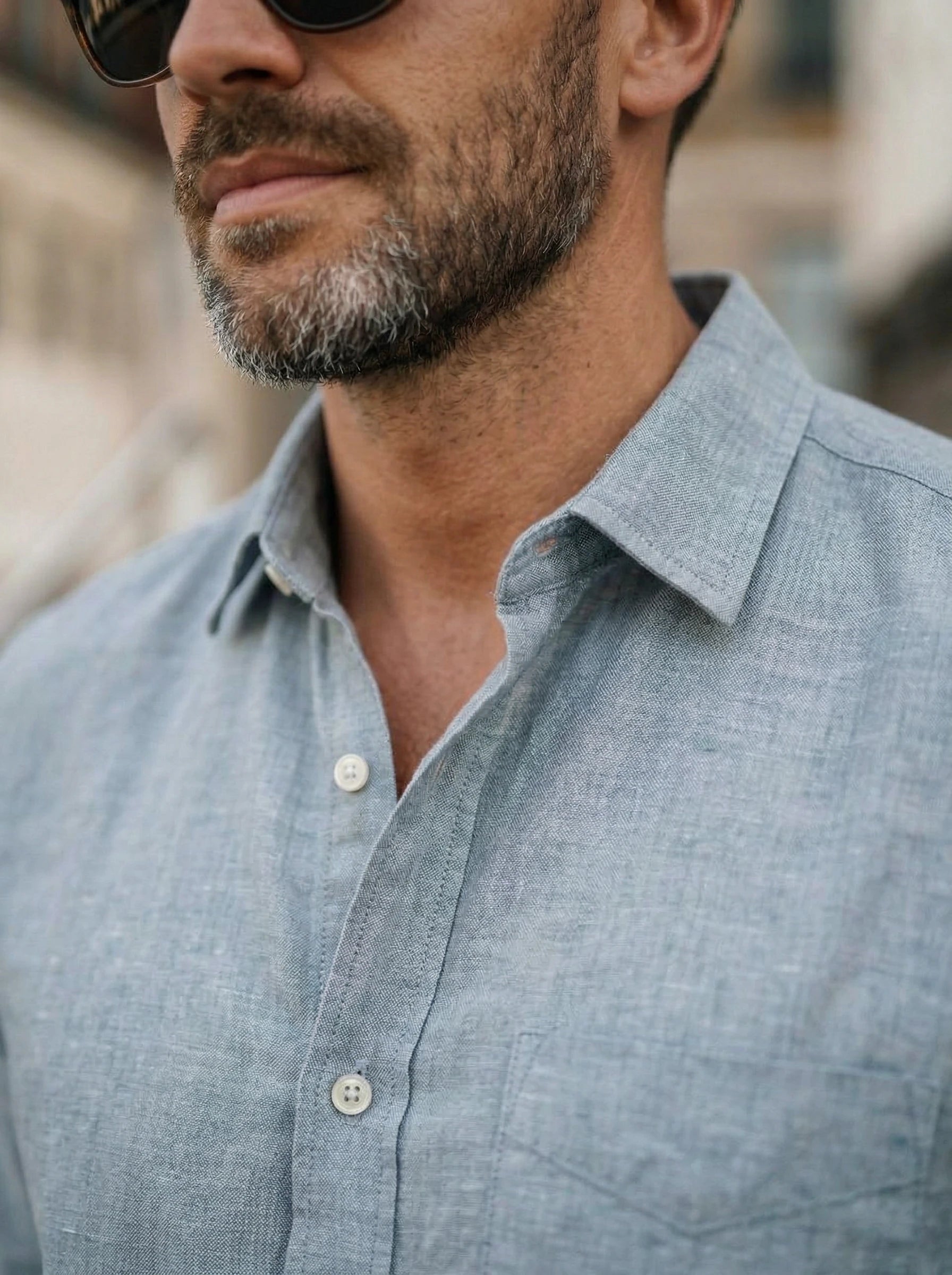 Men’s Button-Up Casual Linen Shirt