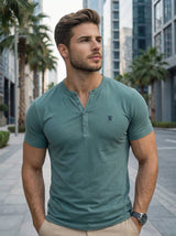 Men’s Henley Neck Short Sleeve T-Shirt