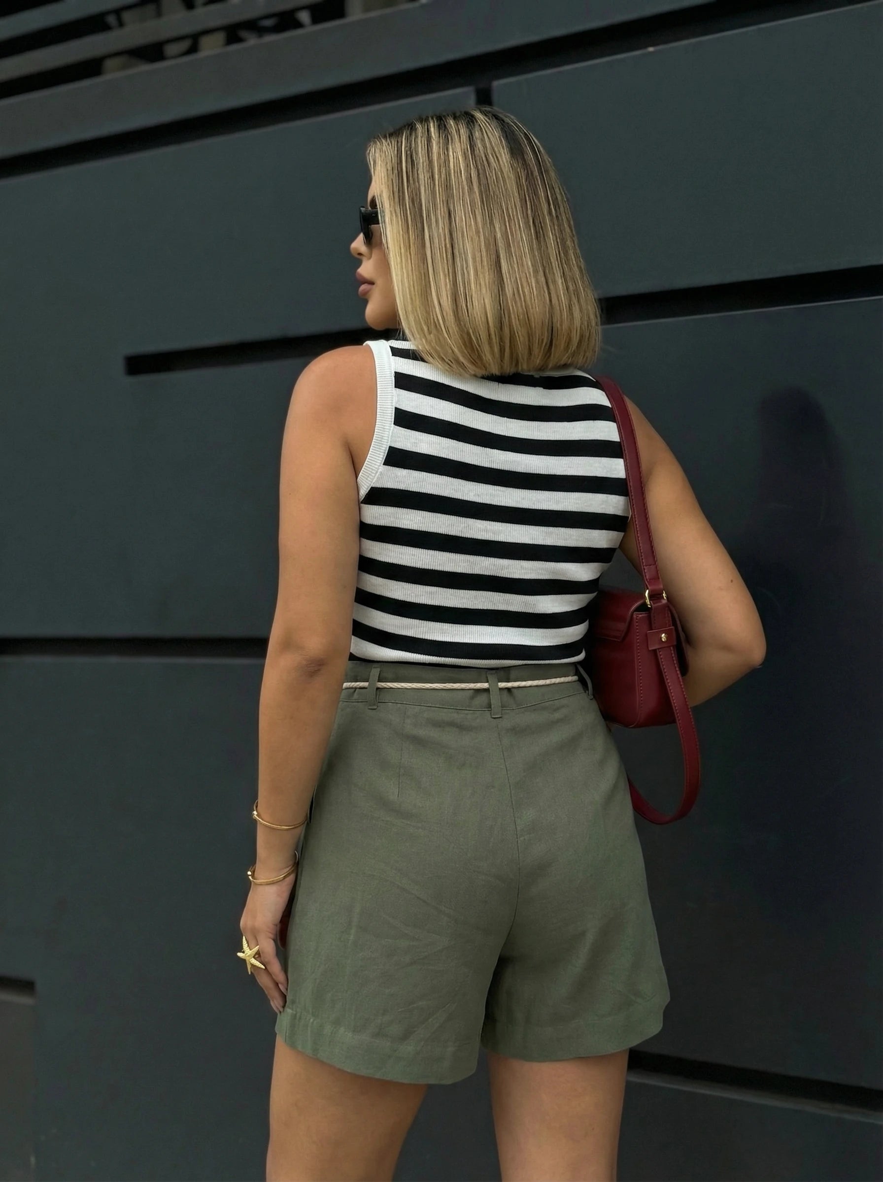 High-Waist Belted Shorts