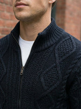 Men’s Cable Knit Zip-Up Sweater