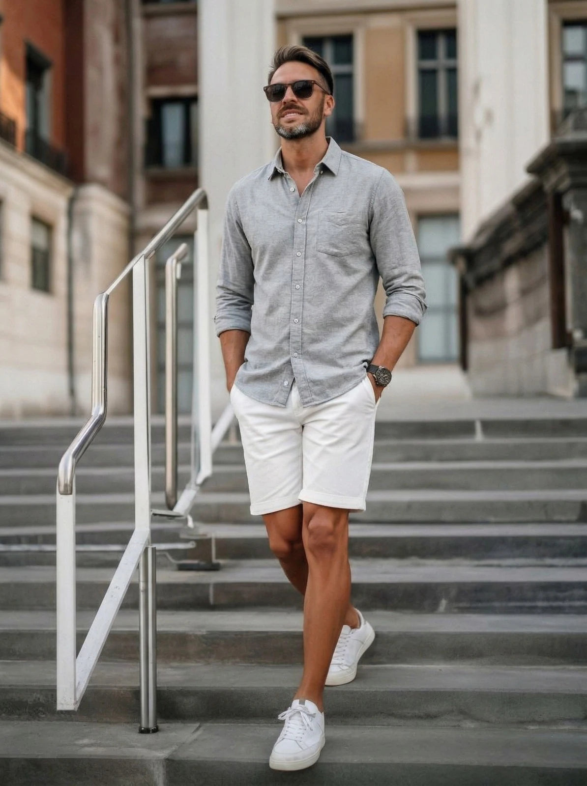 Men’s Button-Up Casual Linen Shirt