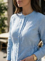 Women's Drawstring Waist Button-Down Shirt