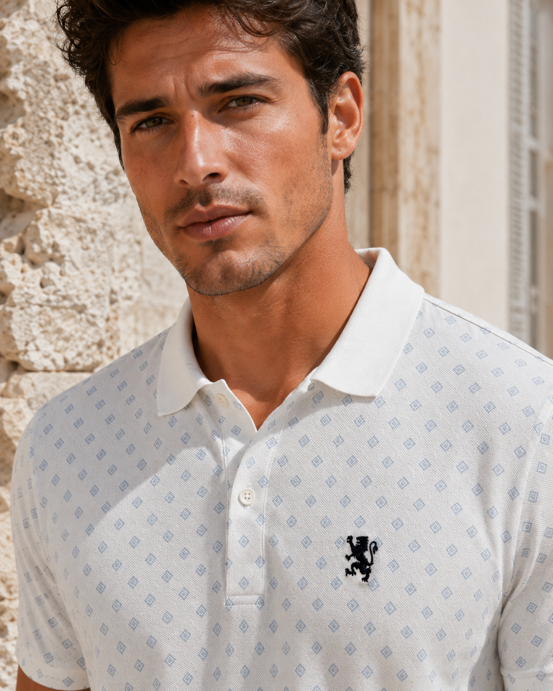 Men’s Patterned Short-Sleeve Polo Shirt