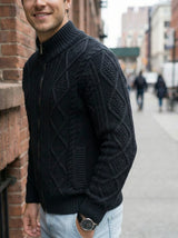 Men’s Cable Knit Zip-Up Sweater