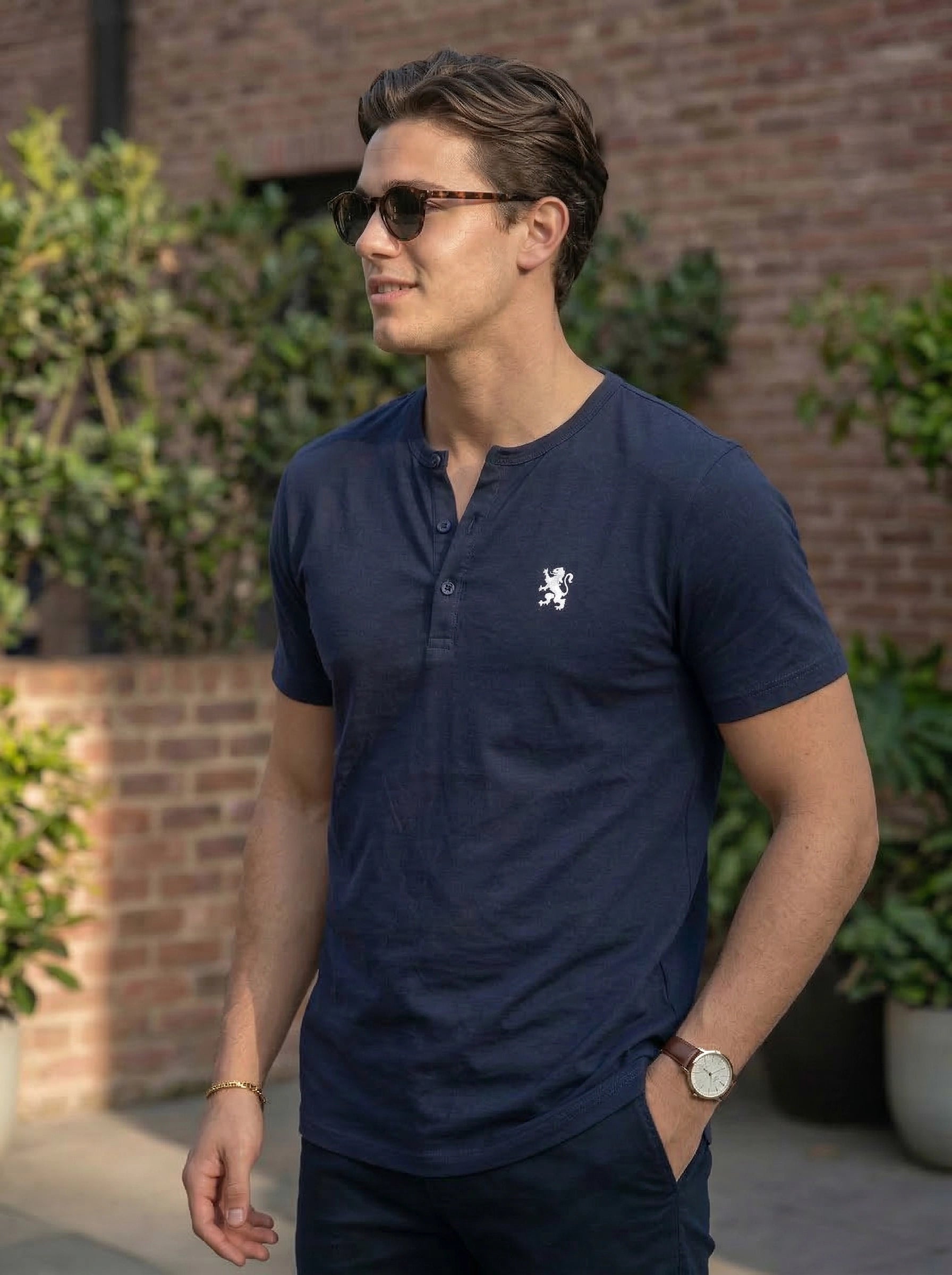 Men’s Henley Neck Short Sleeve T-Shirt