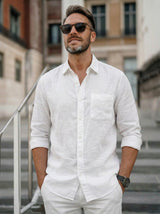 Men’s Button-Up Casual Linen Shirt
