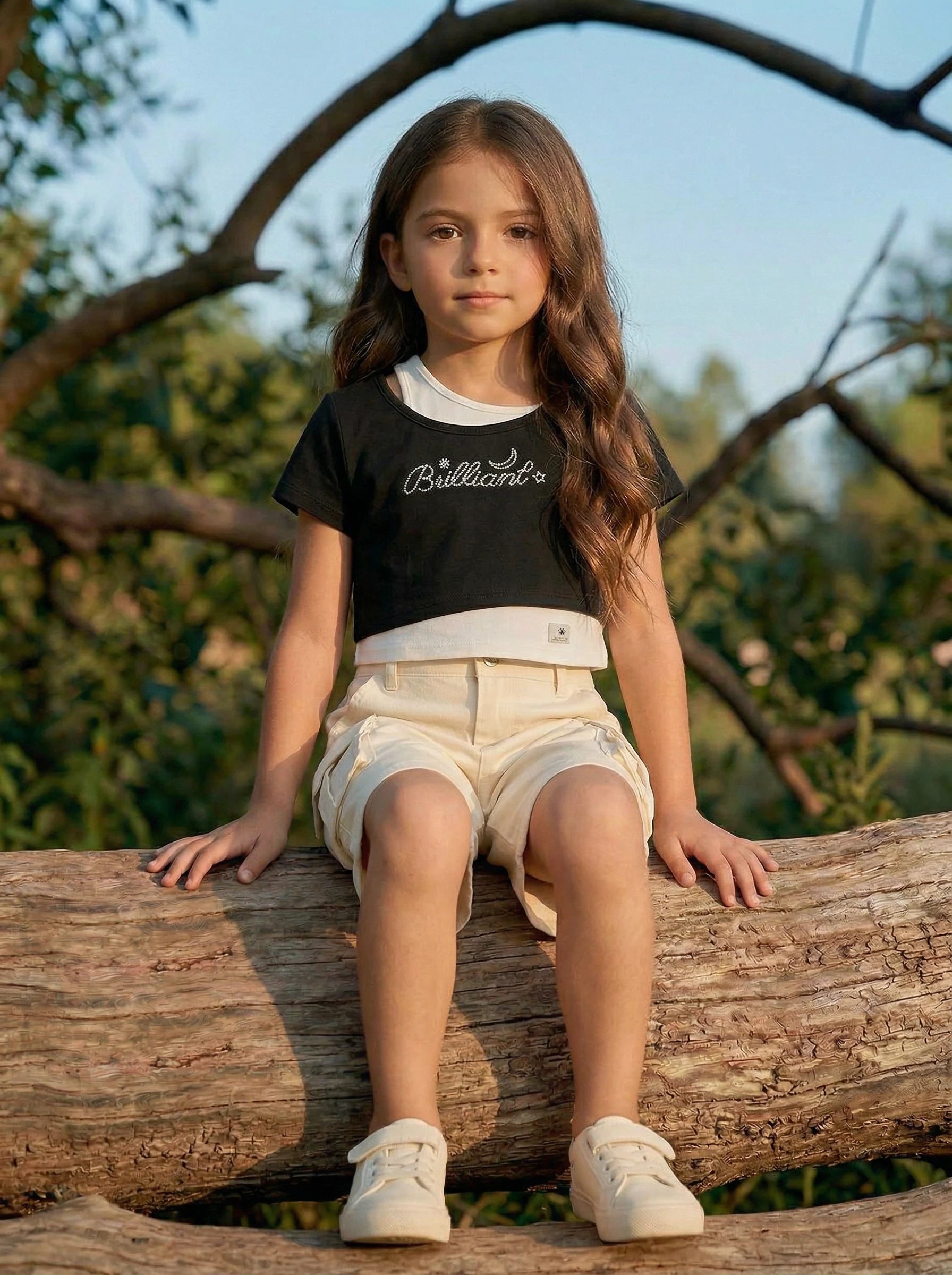 Girls Cropped Graphic T-Shirt