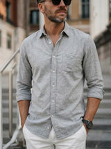 Men’s Button-Up Casual Linen Shirt