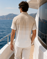 Men’s Striped Short-Sleeve Linen Shirt
