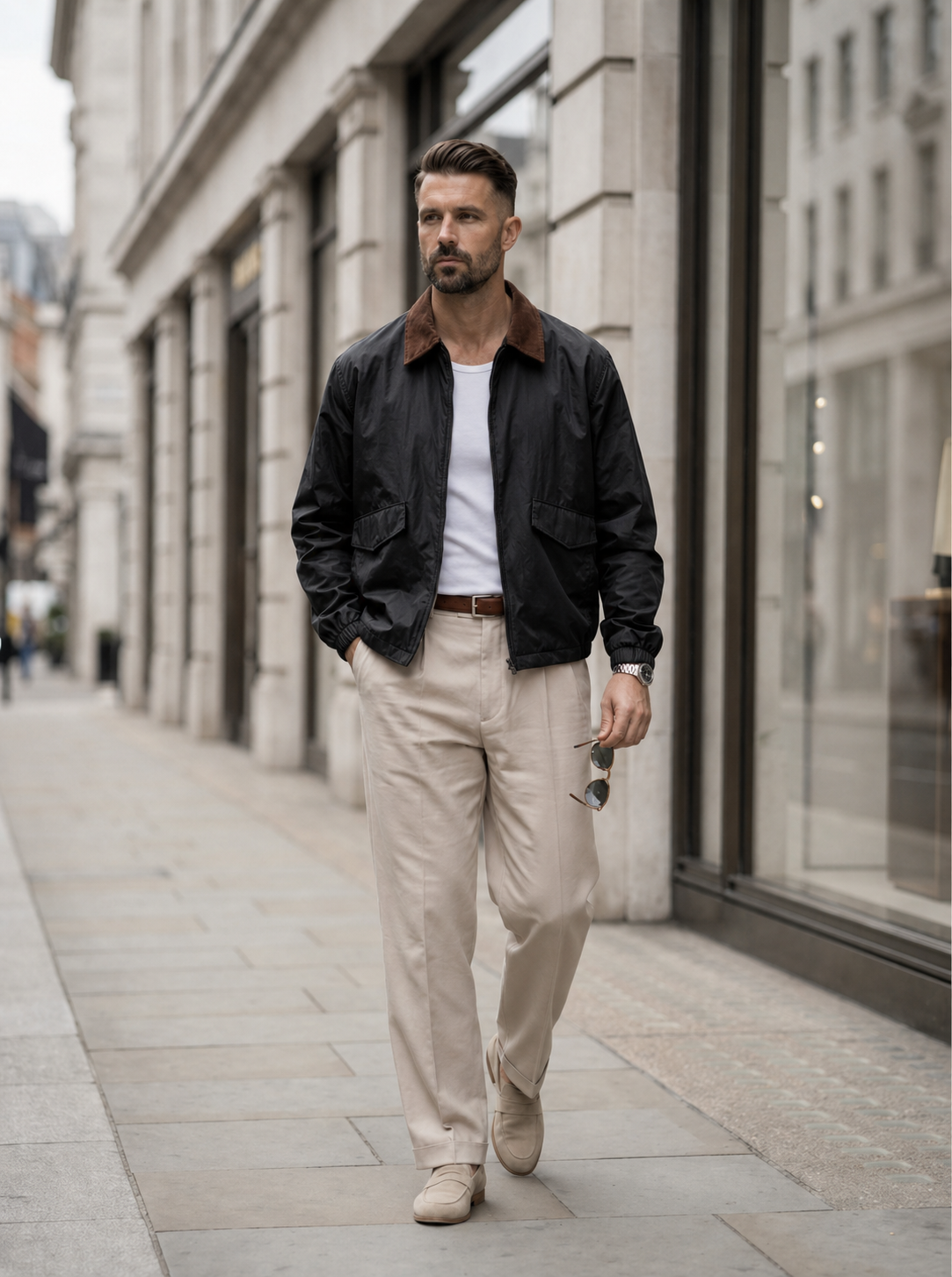Contrast Collar Zip Jacket