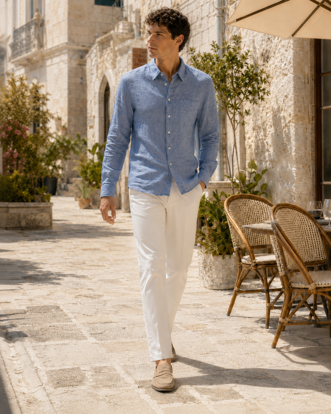 Men’s Long-Sleeve Linen Shirt