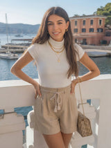High-Waist Belted Shorts