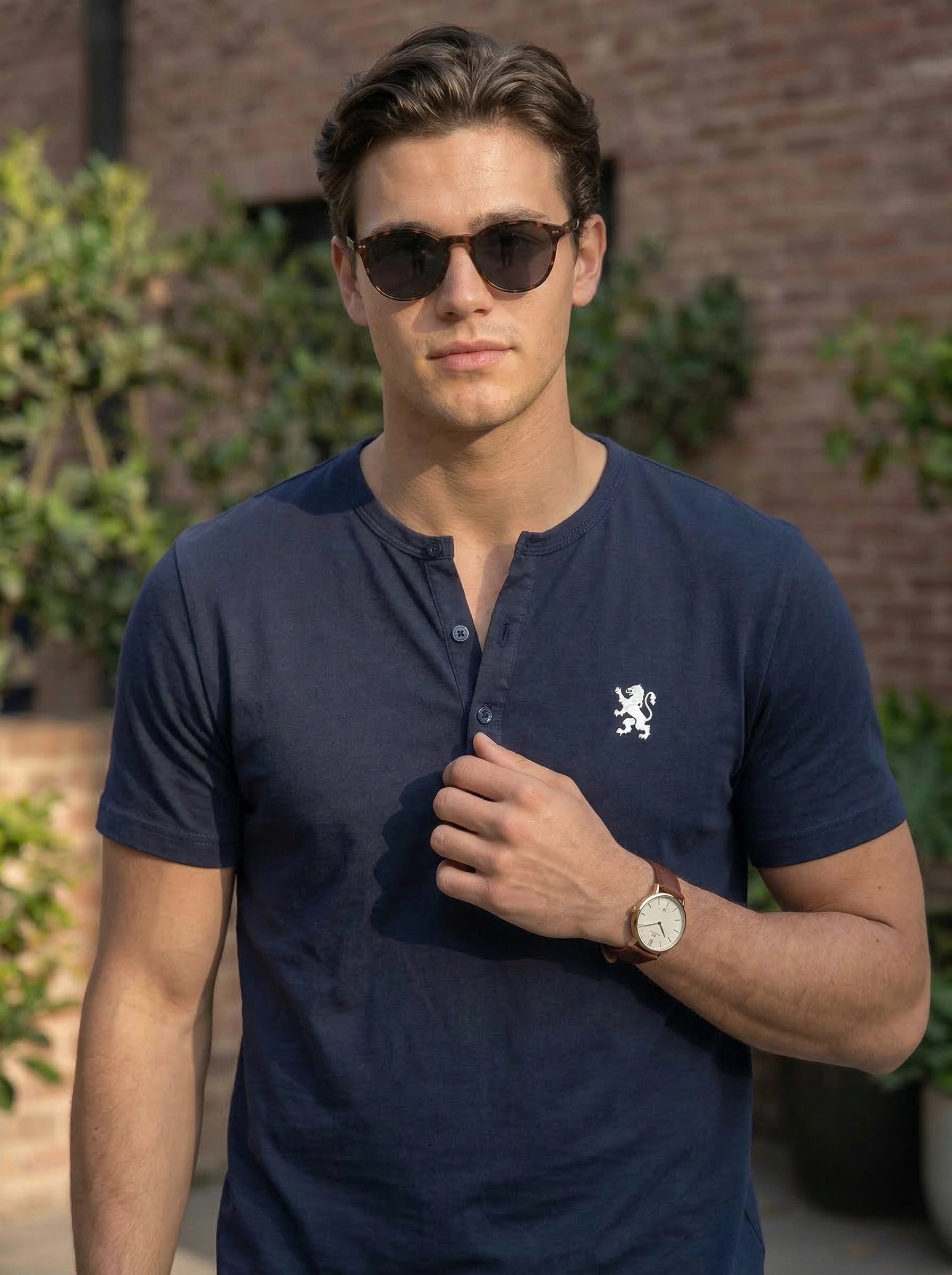 Men’s Henley Neck Short Sleeve T-Shirt