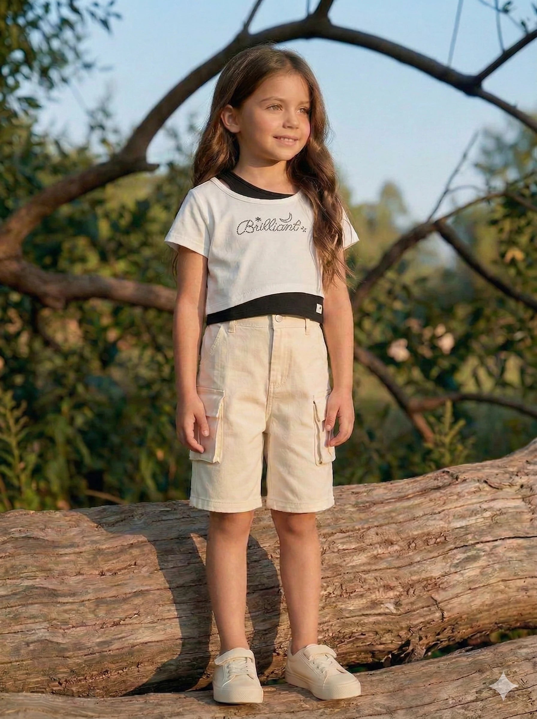 Girls Cropped Graphic T-Shirt