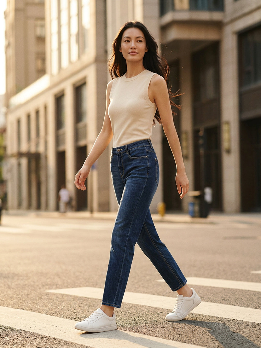 High-Rise Straight Ankle Jeans