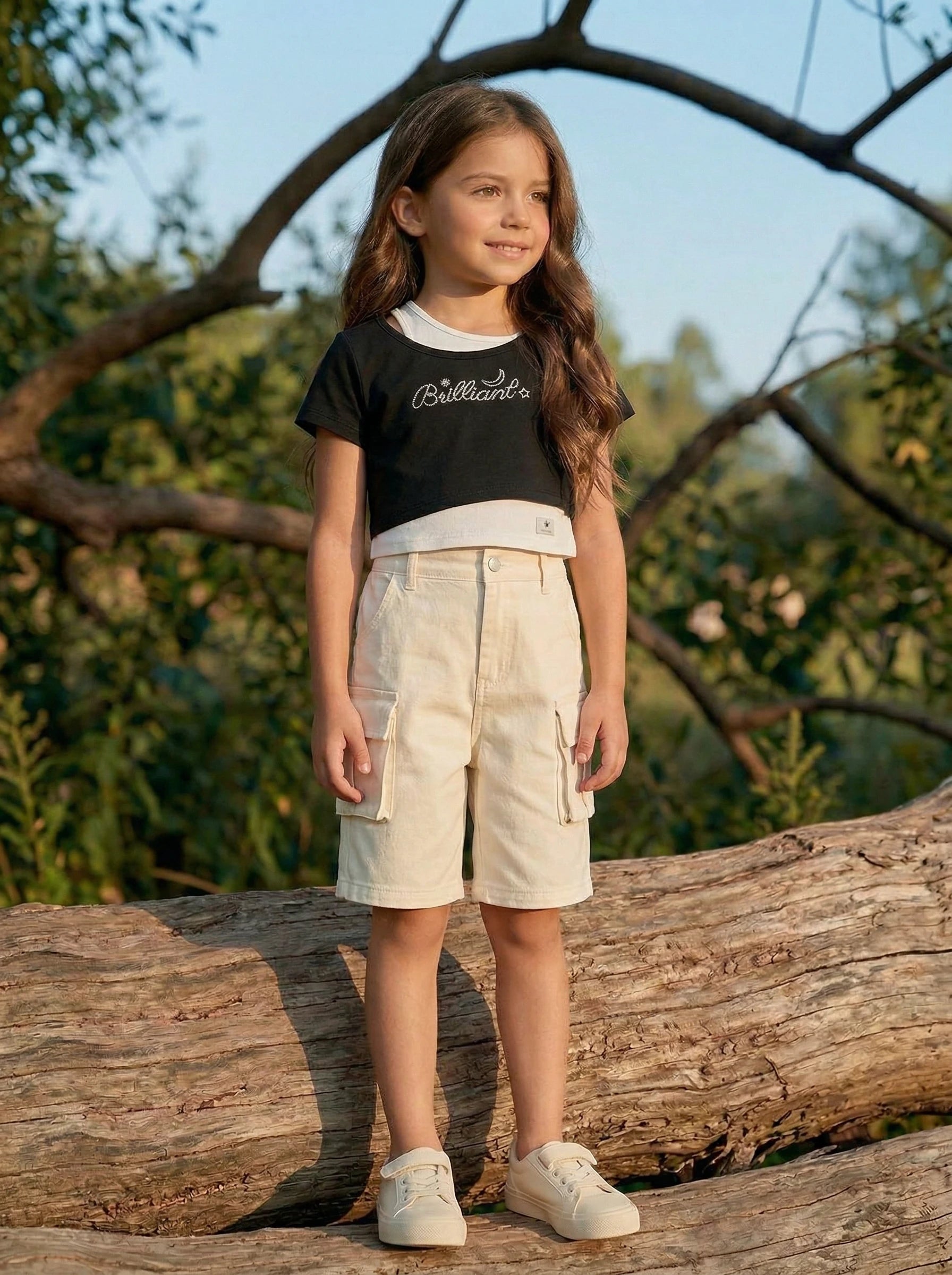 Girls Cropped Graphic T-Shirt