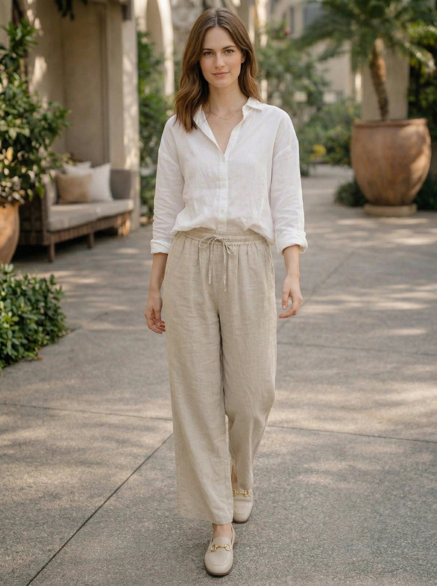 Women's Relaxed Linen Drawstring Pants