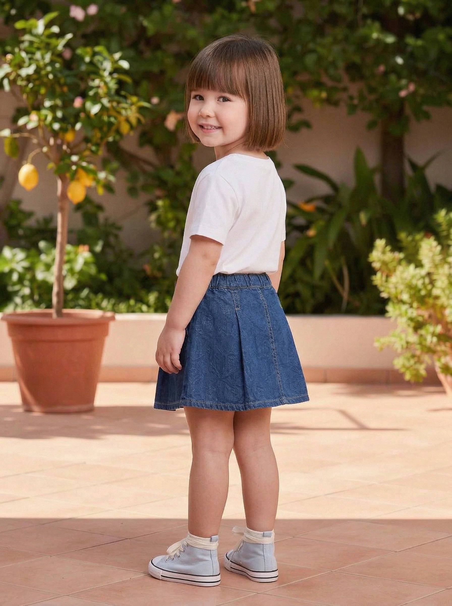 Girls Denim A-Line Skirt