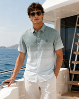 Men’s Striped Short-Sleeve Linen Shirt