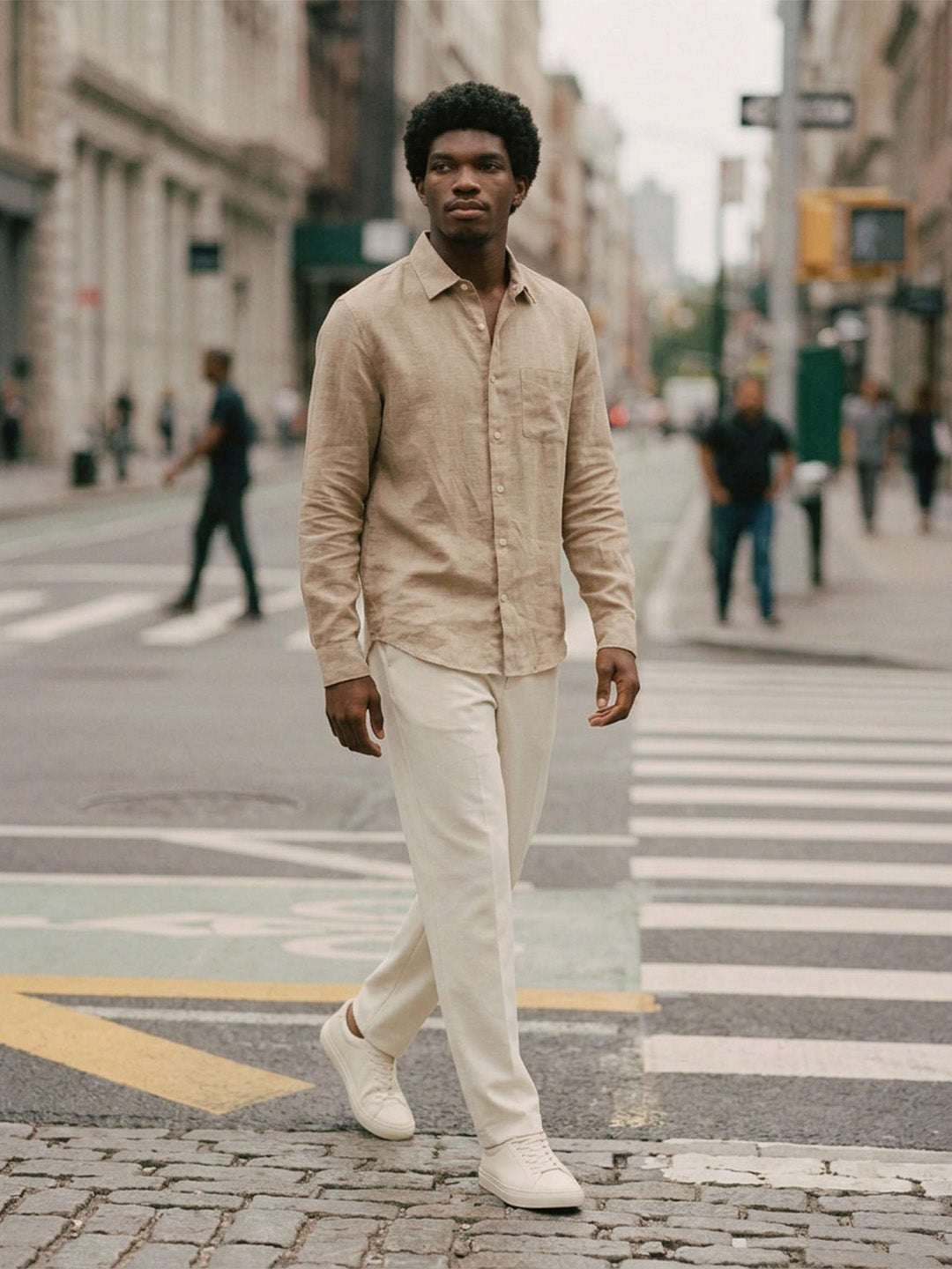 Men’s Button-Up Casual Linen Shirt
