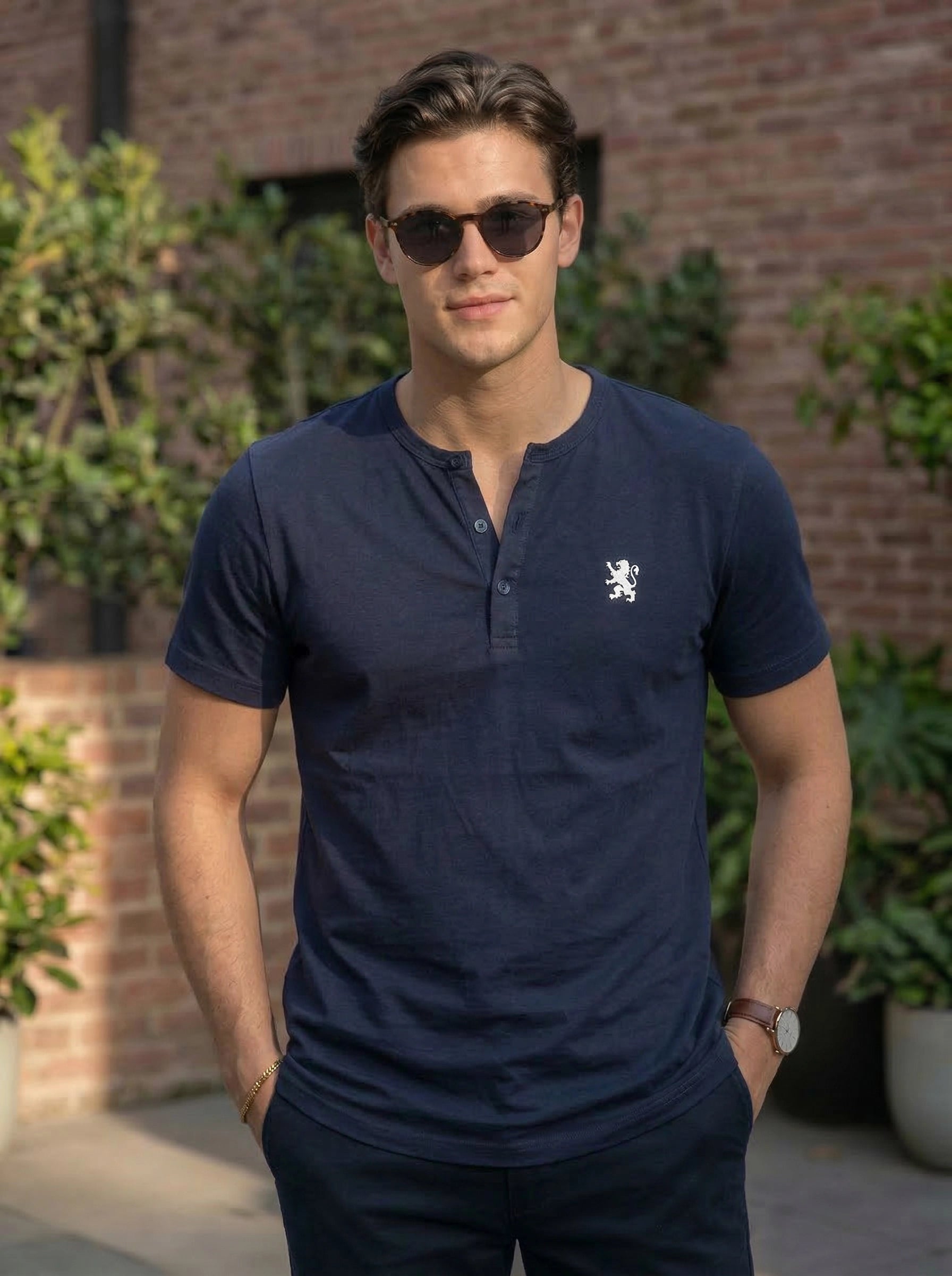 Men’s Henley Neck Short Sleeve T-Shirt