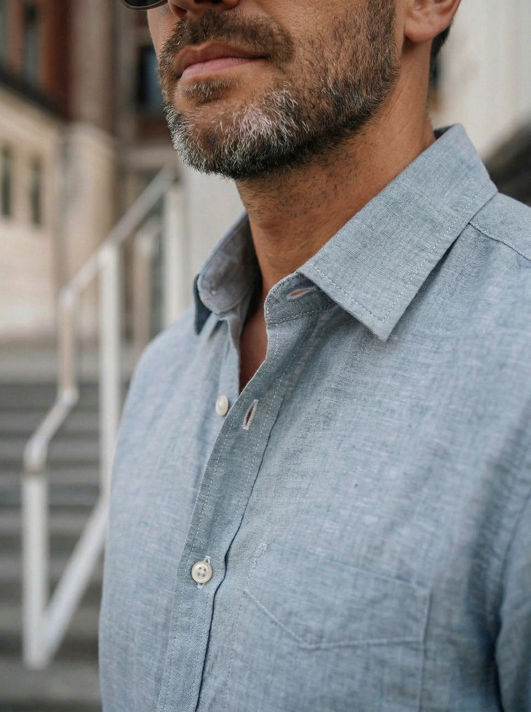 Men’s Button-Up Casual Linen Shirt