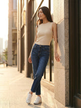 High-Rise Straight Ankle Jeans