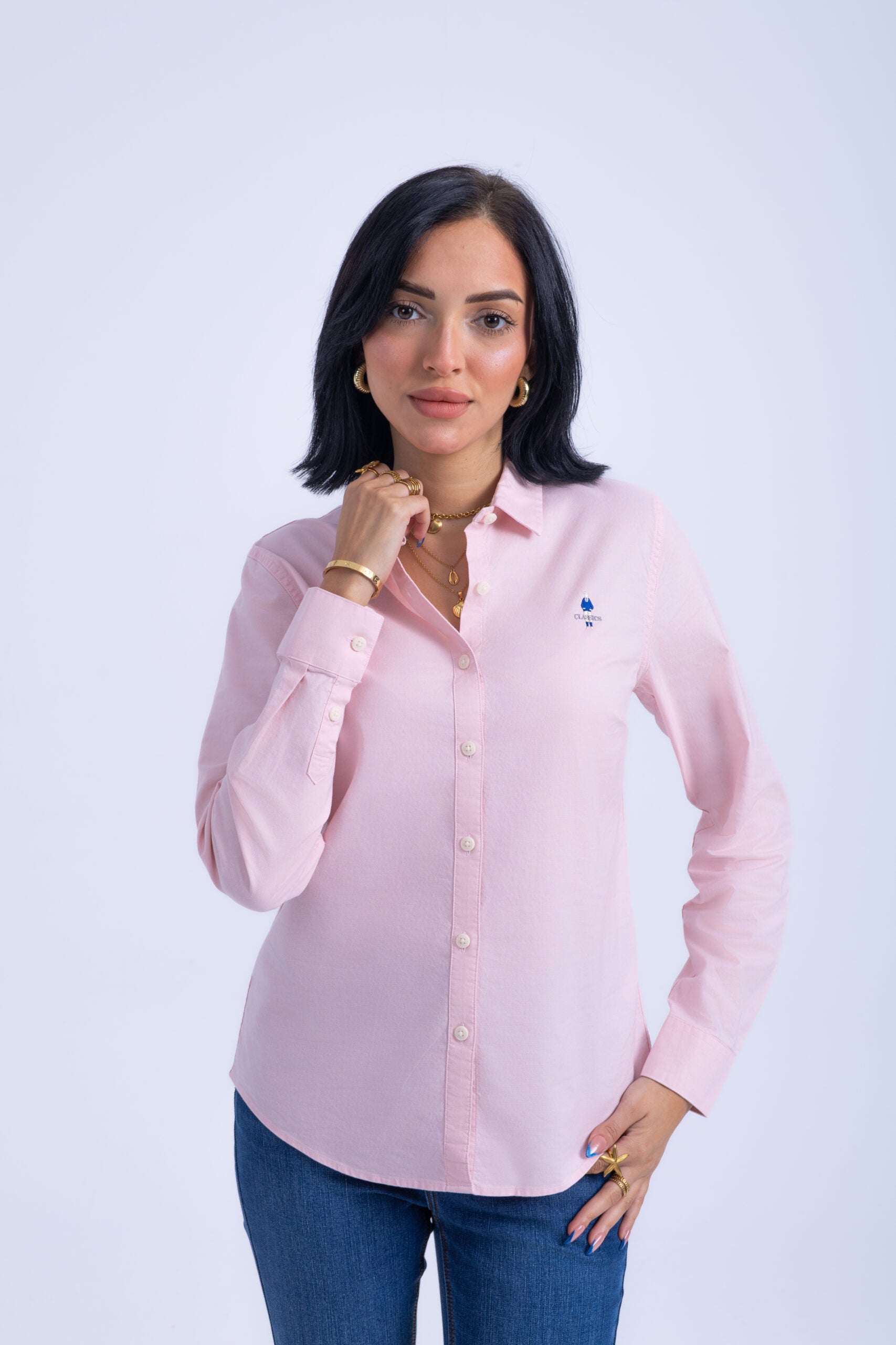 OXFORD SHIRT WITH EMBROIDERY - PINK, XXL image