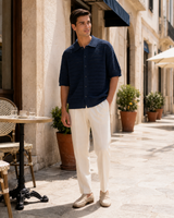 Textured Knit Button-Up Polo