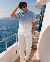 Men’s Striped Short-Sleeve Linen Shirt