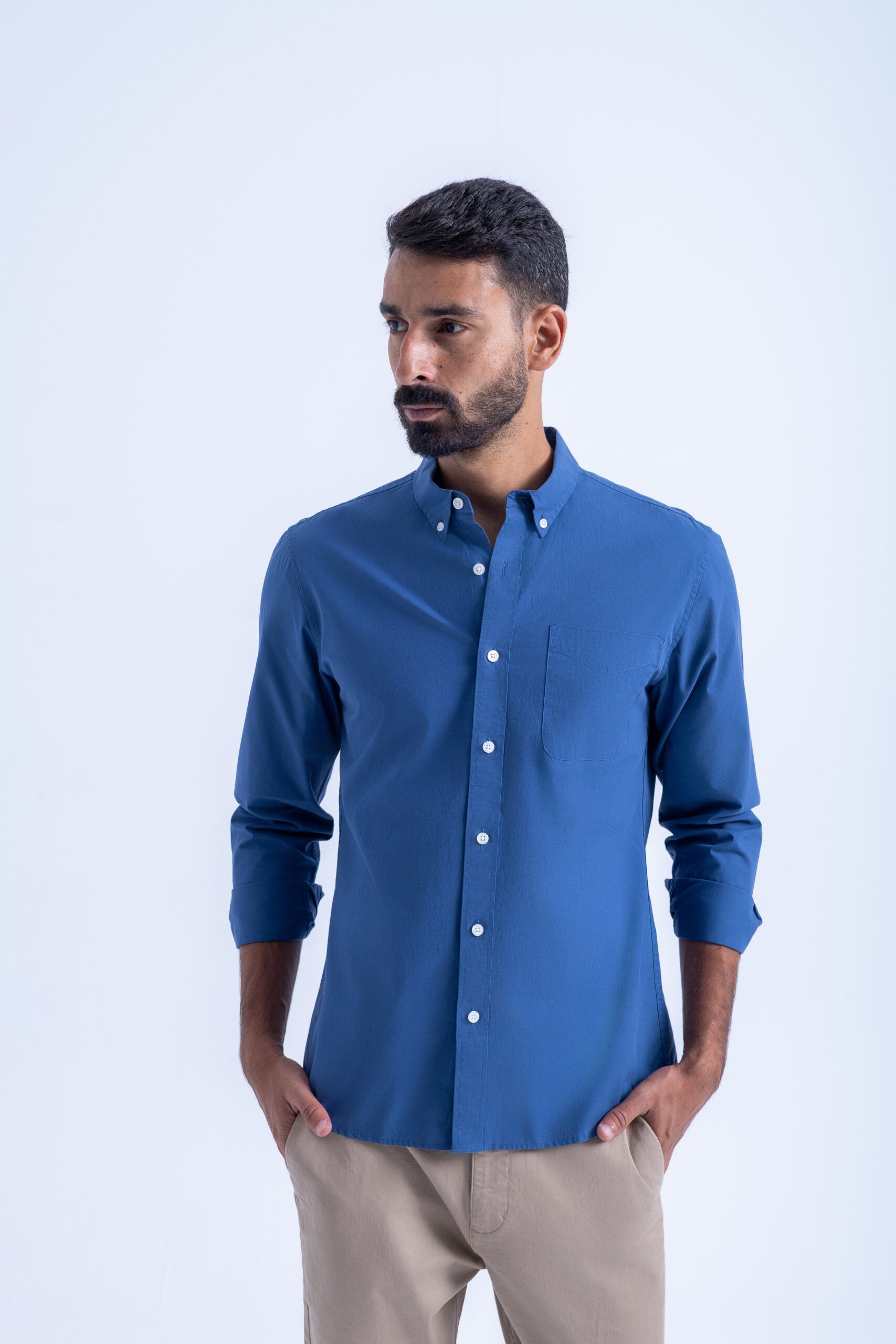 POPLIN SHIRT - NAVY, XXL image