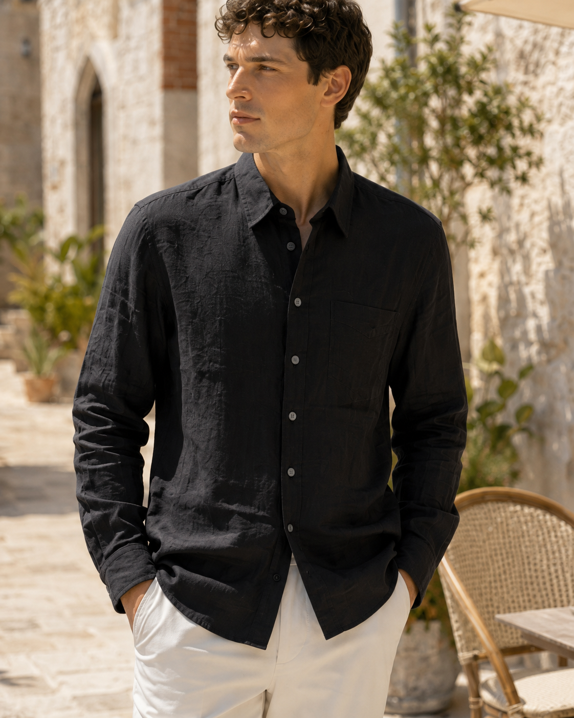 Men’s Long-Sleeve Linen Shirt