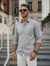 Men’s Button-Up Casual Linen Shirt