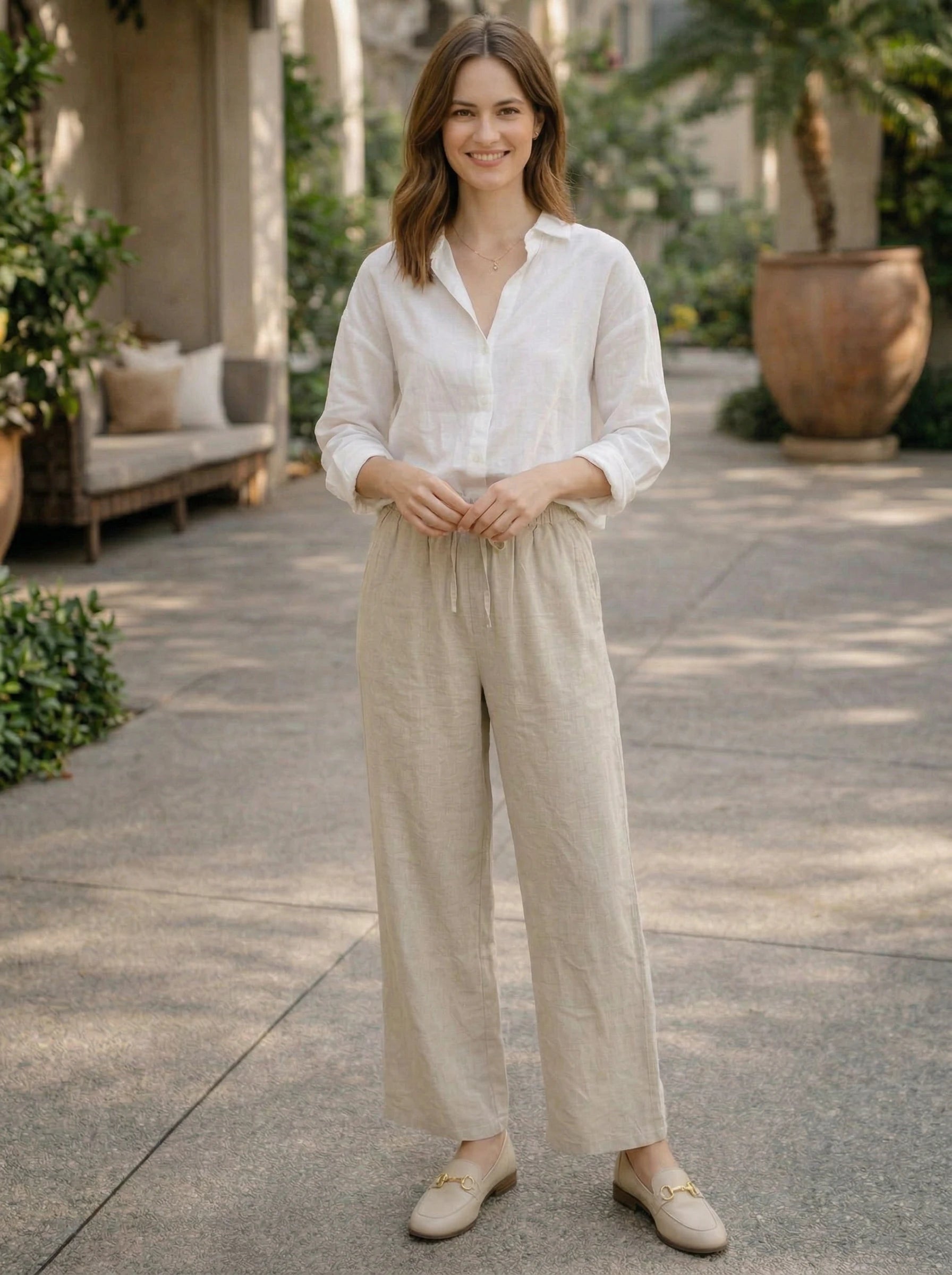 Women's Relaxed Linen Drawstring Pants