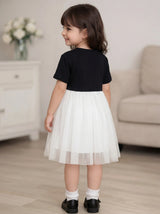 Girls Mixed Fabric Tulle Dress
