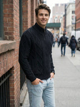 Men’s Cable Knit Zip-Up Sweater