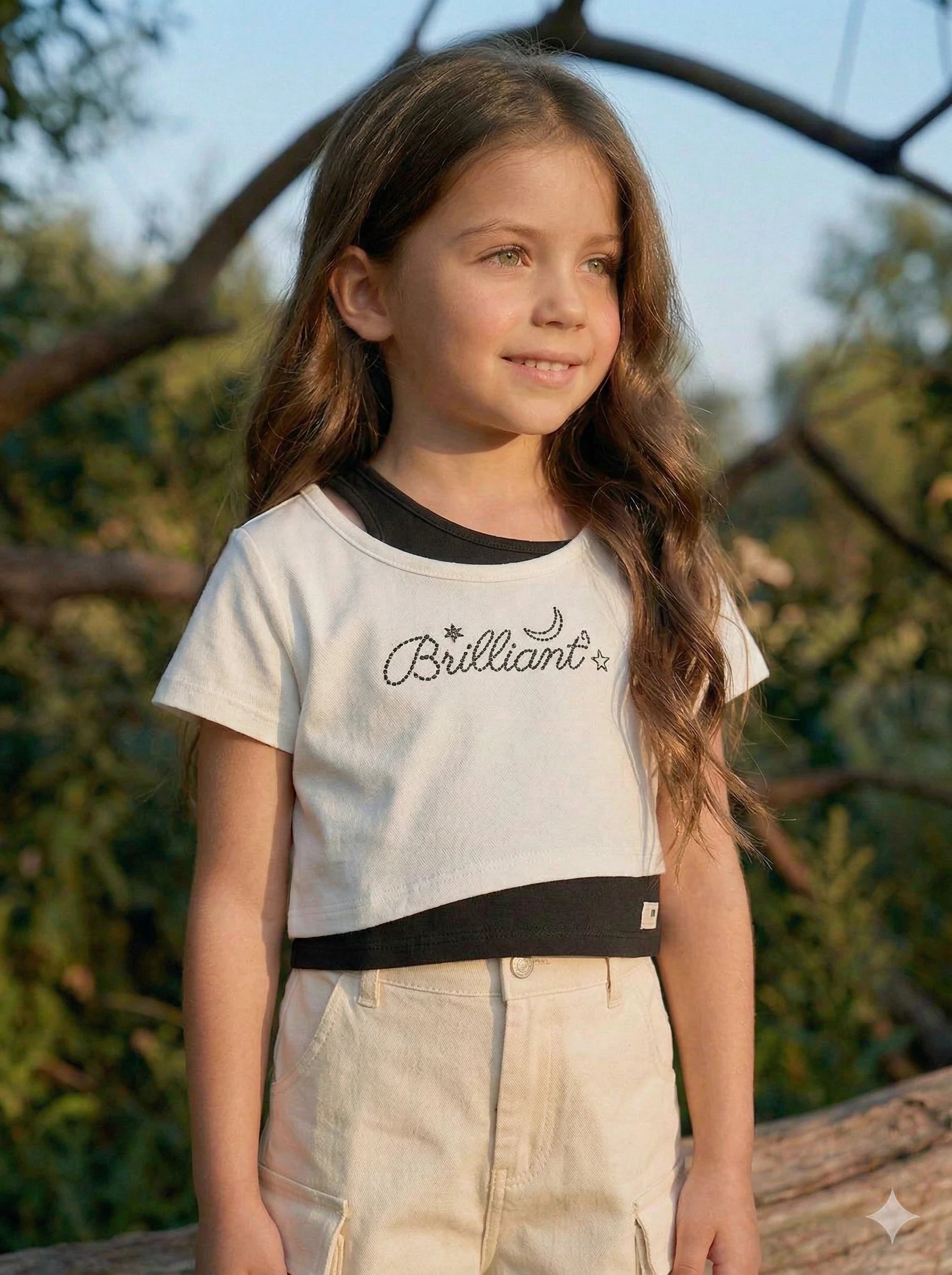 Girls Cropped Graphic T-Shirt