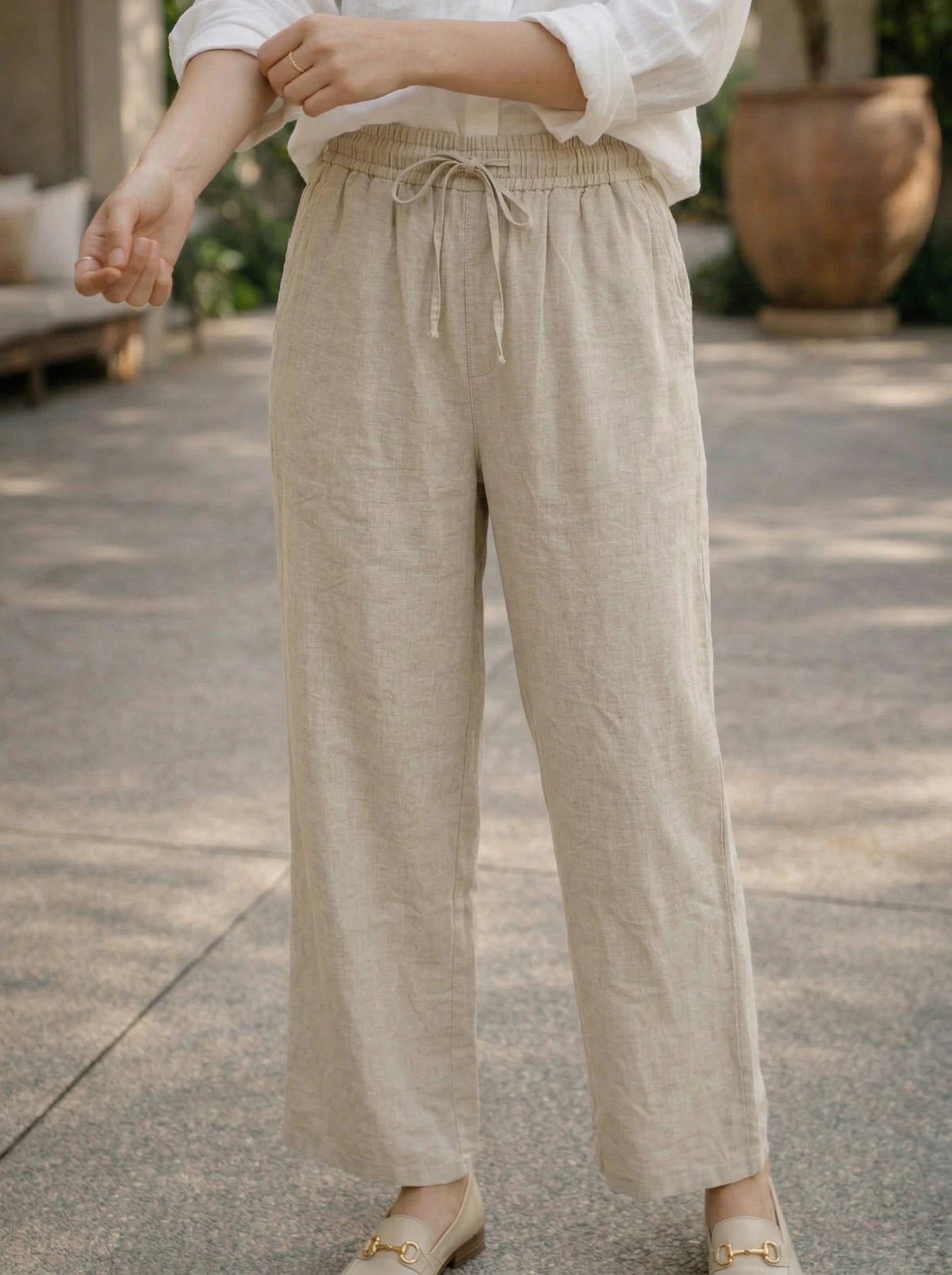 Women's Relaxed Linen Drawstring Pants