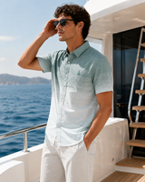 Men’s Striped Short-Sleeve Linen Shirt