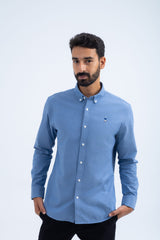 OXFORD SHIRT WITH EMBROIDERY - Blue, XXL image