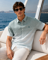 Men’s Striped Short-Sleeve Linen Shirt