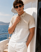 Men’s Striped Short-Sleeve Linen Shirt
