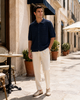 Textured Knit Button-Up Polo