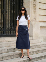 High-Waist Utility Midi Skirt