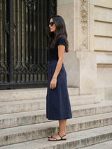 High-Waist Utility Midi Skirt