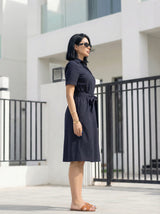 Short Sleeve Belted Shirt Dress