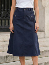 High-Waist Utility Midi Skirt