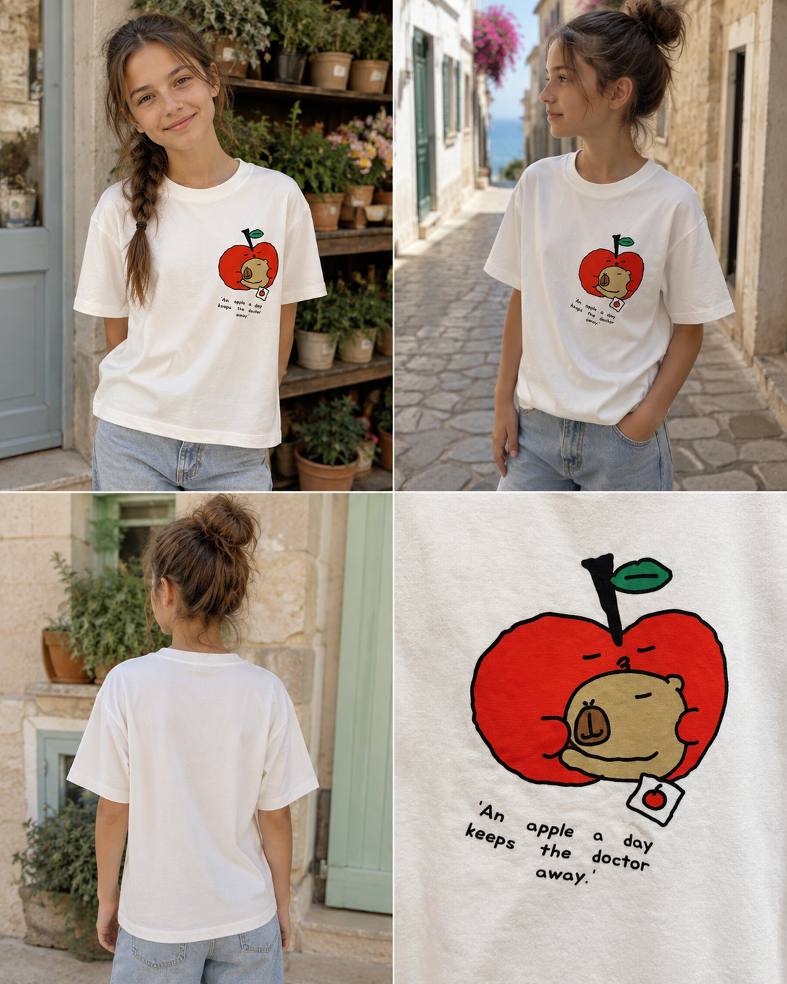 Girls’ Apple Graphic Short-Sleeve T-Shirt