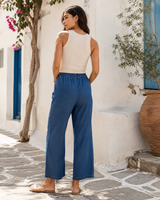 Elastic Waist Wide-Leg Pants